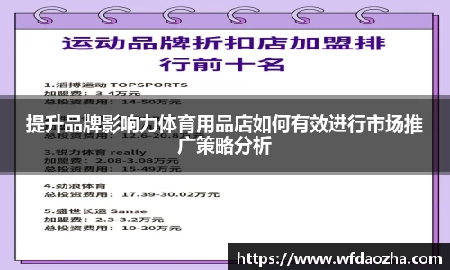 提升品牌影响力体育用品店如何有效进行市场推广策略分析